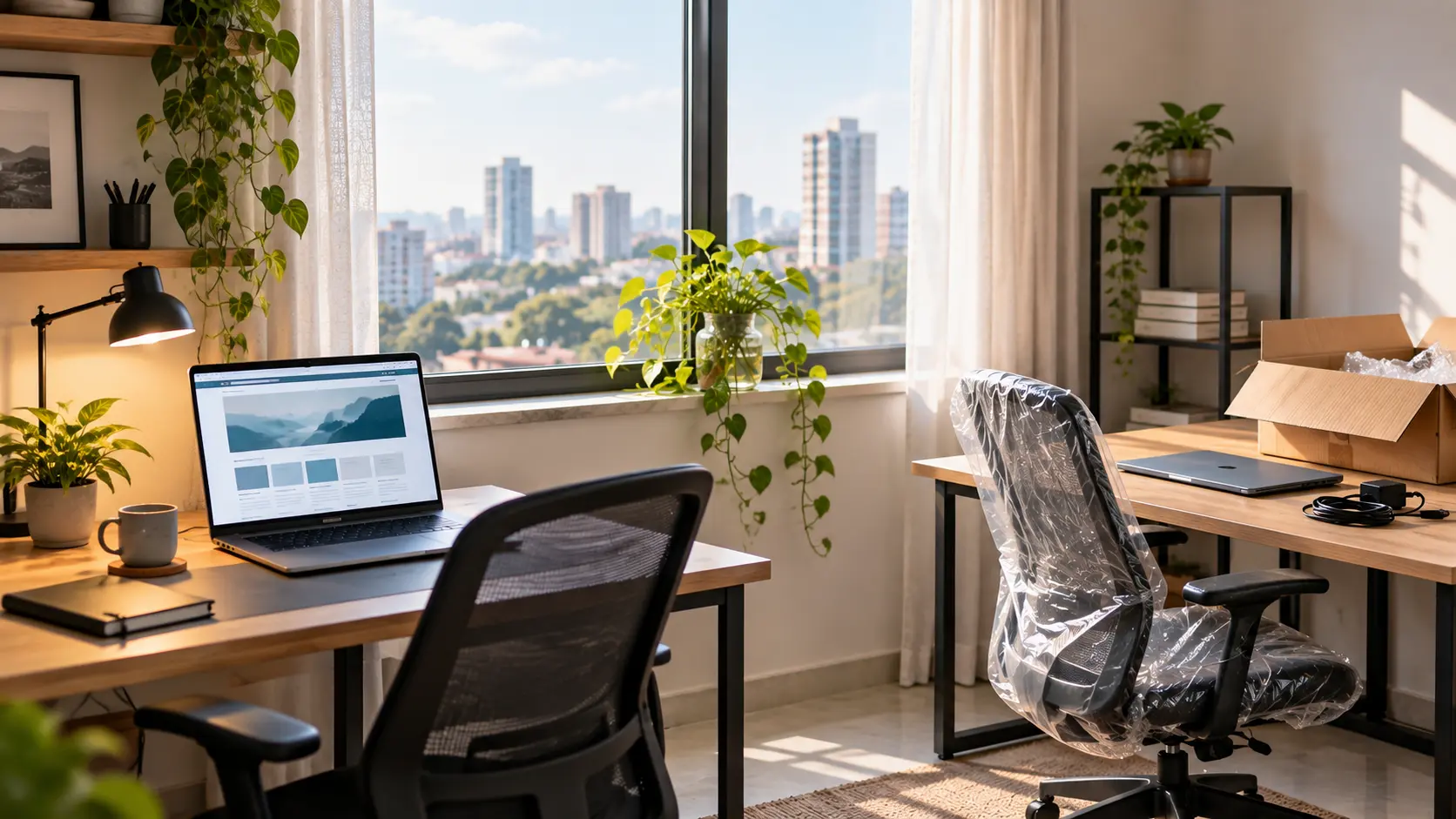 Freelancer to agency in India: a solo home workspace being set up for a small team